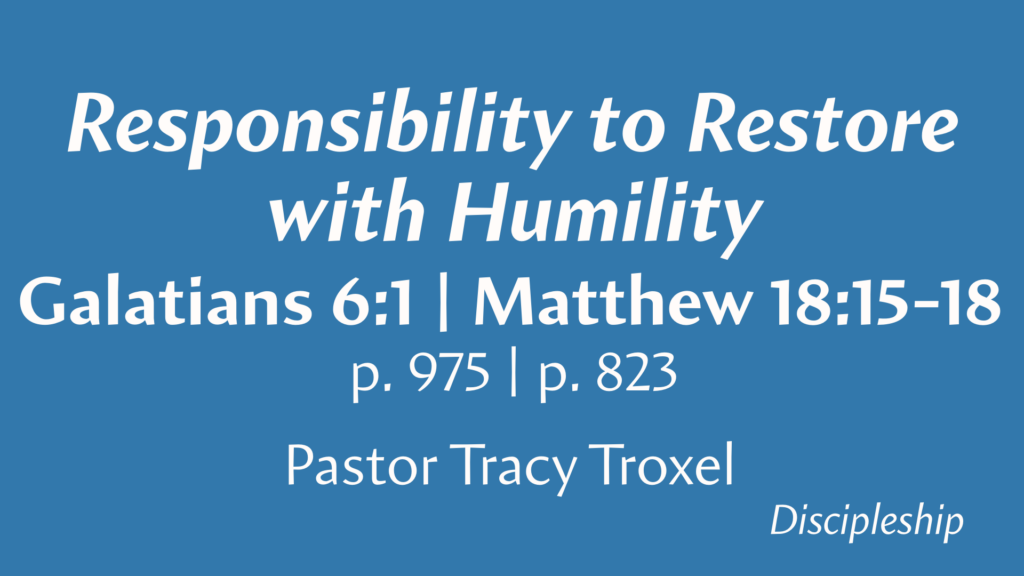 Responsibility to Restore With Humility